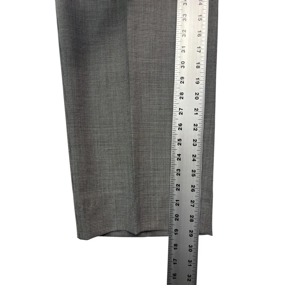 vtg 90s Double Breasted 42R 34x29 Black White Micro Houndstooth 2pc Pant Suit